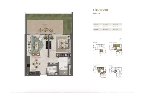 Plattegrond van 1 slaapkamer in La Perla