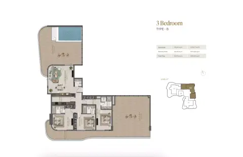 Plattegrond van 3 slaapkamers in La Perla