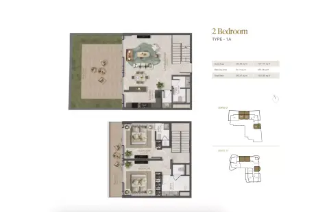 Plattegrond van 2 slaapkamers in La Perla