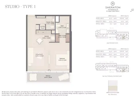 Plattegrond van Studio in The Residences at Sheraton Al Marjan Island Resort