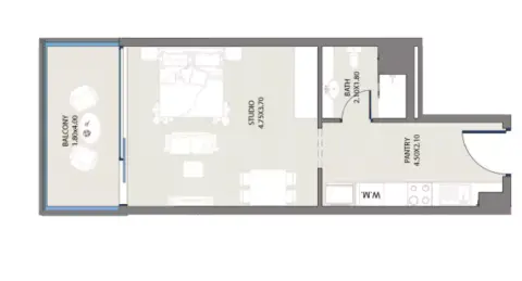 Plattegrond van Studio in Park Beach Residence phase 2 By park Group
