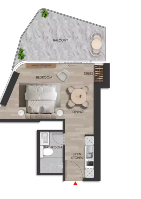 Plattegrond van Studio in The Beach Vista by Range