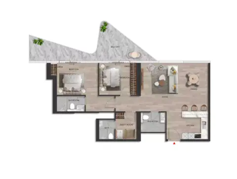 Plattegrond van 2 slaapkamers in The Beach Vista by Range