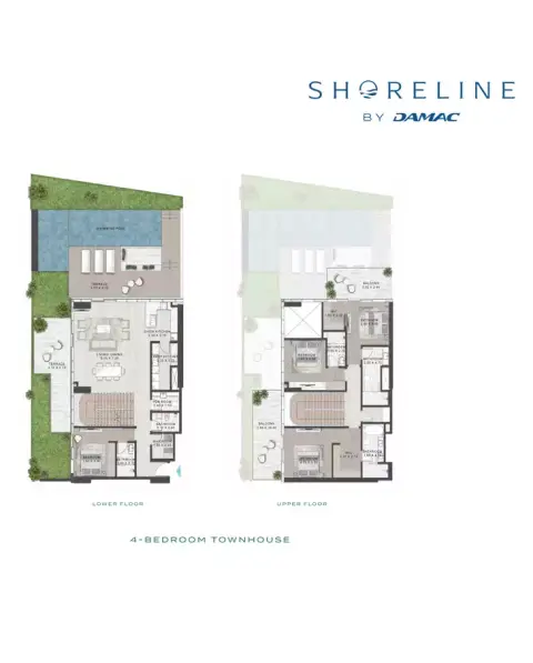 Plattegrond van 4 slaapkamers in Shoreline by Damac