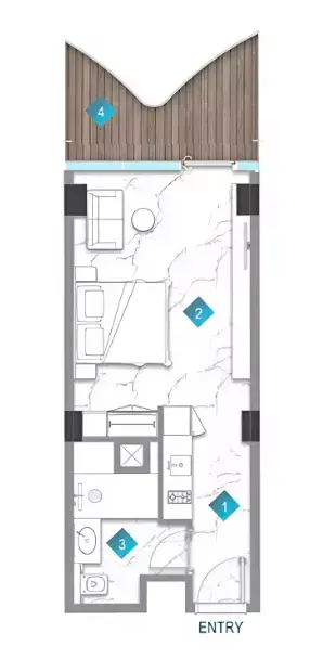 Plattegrond van Studio in Aqua Arc