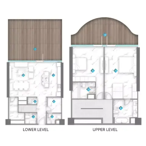 Plattegrond van 2 slaapkamers in Aqua Arc