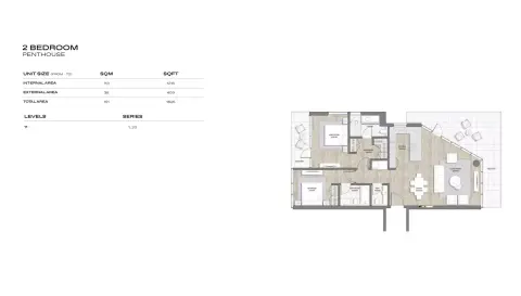 Plattegrond van 2 slaapkamers in Edge at Raha Island By RAK