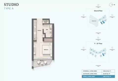 Plattegrond van Studio in Cala Del Mar