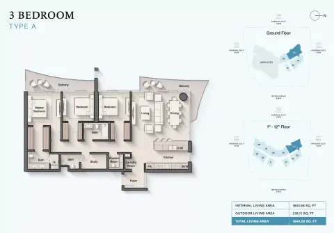 Plattegrond van 3 slaapkamers in Cala Del Mar