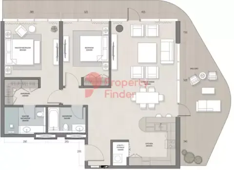 Plattegrond van 2 slaapkamers in Quattro Del Mar