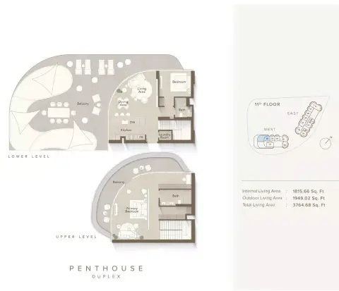Plattegrond van 2 slaapkamers in Ellington Views 1
