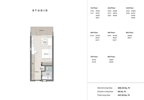 Plattegrond van Studio in Porto Playa