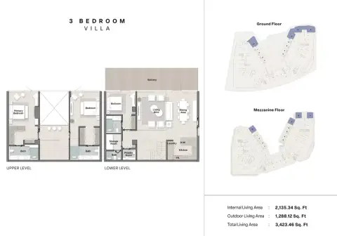 Plattegrond van 3 slaapkamers in Porto Playa