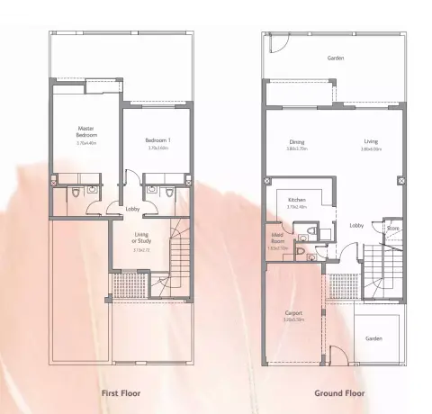 Plattegrond van 3 slaapkamers in Flamingo Villas