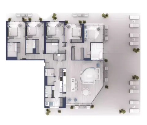 Plattegrond van 5 slaapkamers in Nikki Beach Residences