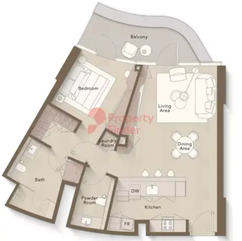 Plattegrond van 1 slaapkamer in Ellington Views Phase 2 By Ellington Properties