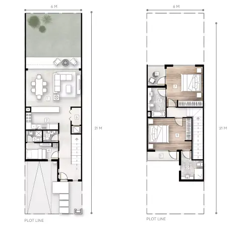 Plattegrond van 2 slaapkamers in Falcon Island