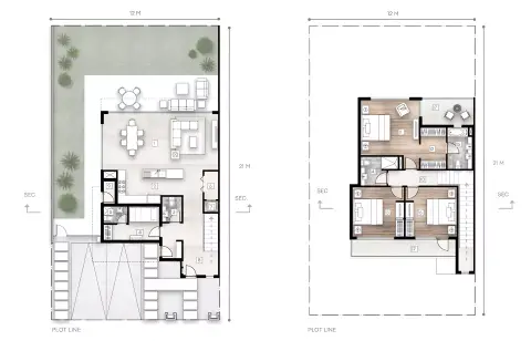 Plattegrond van 3 slaapkamers in Falcon Island
