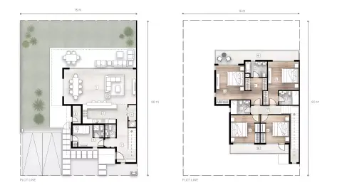 Plattegrond van 4 slaapkamers in Falcon Island