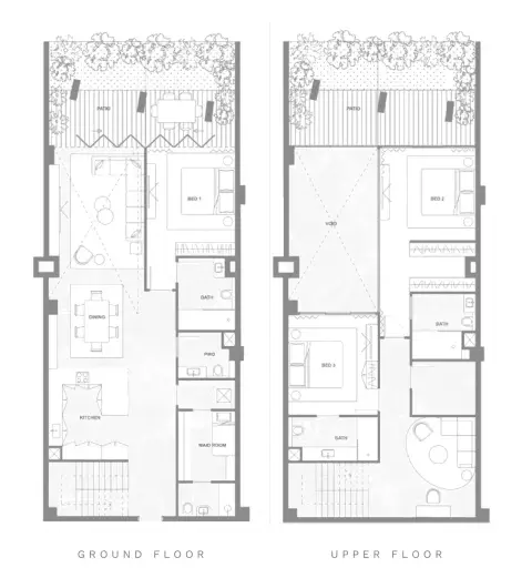 Plattegrond van 3 slaapkamers in Nasim Lofts