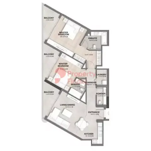 Plattegrond van 2 slaapkamers in Bayviews By RAK