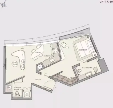 Plattegrond van 1 slaapkamer in Oceano