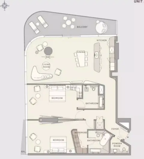 Plattegrond van 2 slaapkamers in Oceano