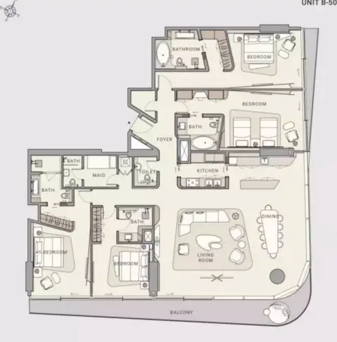 Plattegrond van 4 slaapkamers in Oceano