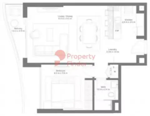 Plattegrond van 1 slaapkamer in South Bay Residences