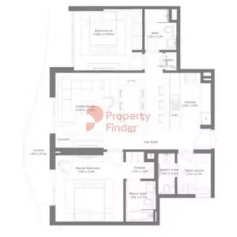 Plattegrond van 2 slaapkamers in South Bay Residences