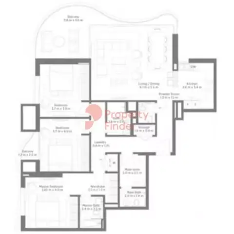 Plattegrond van 3 slaapkamers in South Bay Residences