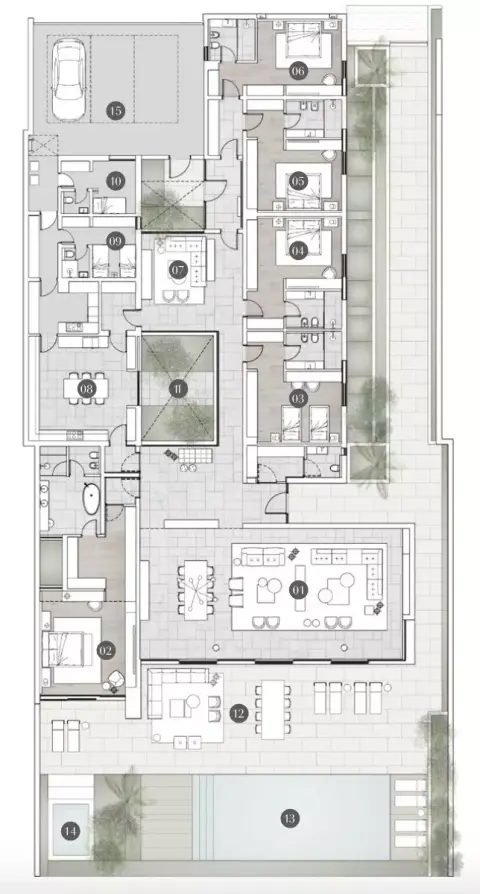 Plattegrond van 5 slaapkamers in Sea Glints