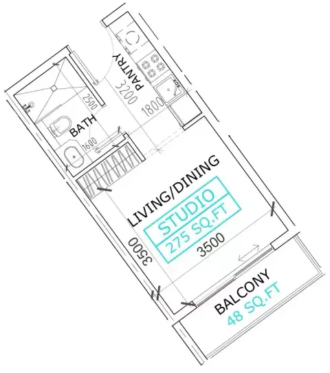 Plattegrond van Studio in Canterbury Waterfront