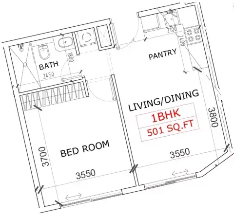 Plattegrond van 1 slaapkamer in Canterbury Waterfront