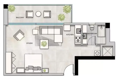 Plattegrond van Studio in Glam Residence