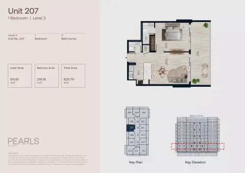 Plattegrond van 1 slaapkamer in Pearls By Vision