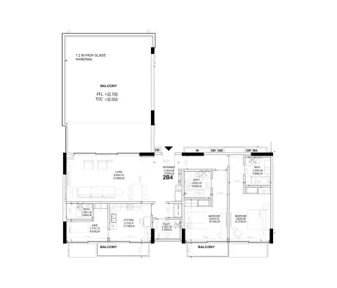 Plattegrond van 2 slaapkamers in Sealine Residence