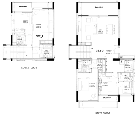 Plattegrond van 3 slaapkamers in Sealine Residence