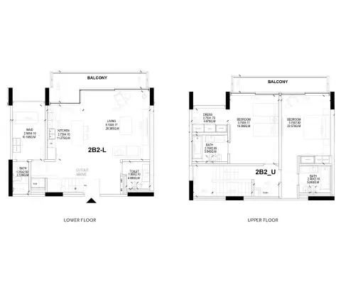 Plattegrond van 2 slaapkamers in Sealine Residence