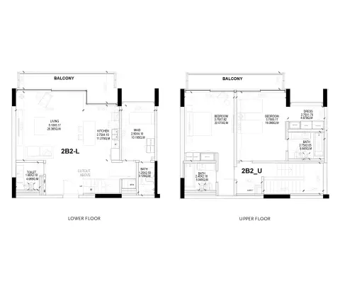 Plattegrond van 2 slaapkamers in Sealine Residence
