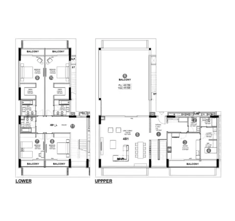 Plattegrond van 4 slaapkamers in Sealine Residence