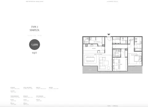 Plattegrond van 2 slaapkamers in Gateway Porto Al Zorah