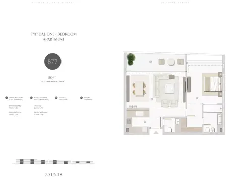 Plattegrond van 1 slaapkamer in Seaside Hills By Al Zohrah
