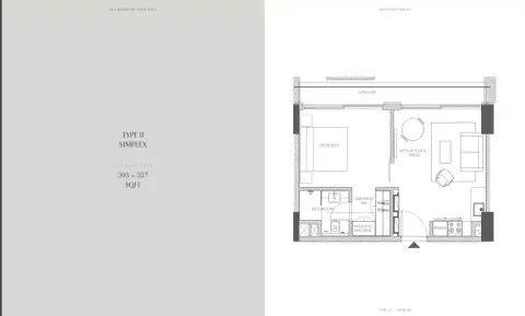 Plattegrond van 1 slaapkamer in Creekside Residence
