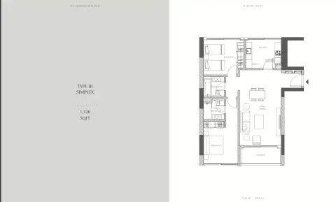 Plattegrond van 2 slaapkamers in Creekside Residence