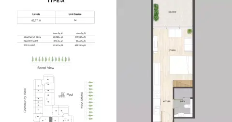 Plattegrond van Studio in Eden Golf Views 1