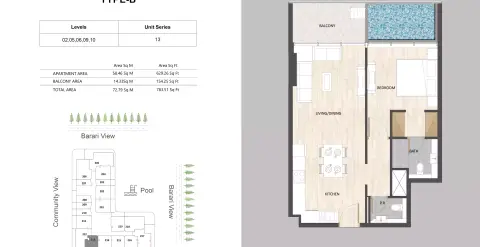 Plattegrond van 1 slaapkamer in Eden Golf Views 1