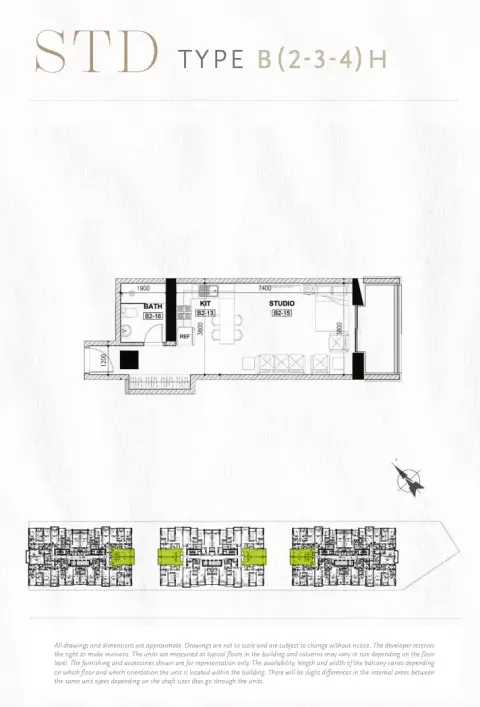 Plattegrond van Studio in Ajman One Phase 2 By Aqaar