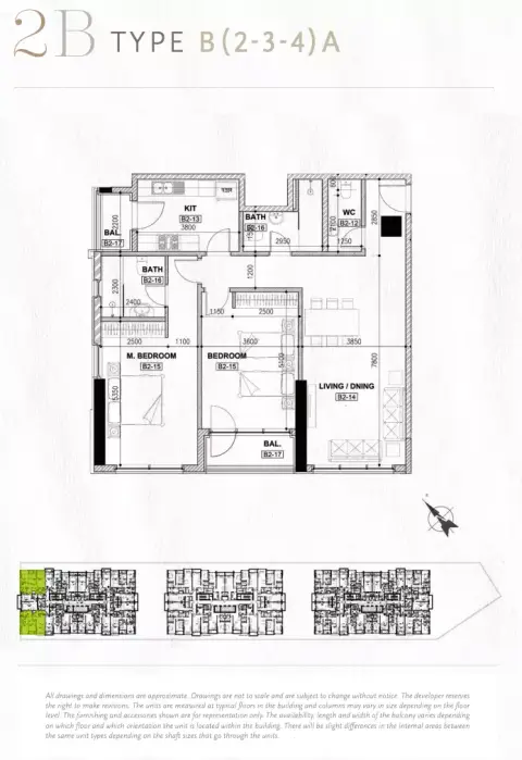 Plattegrond van 2 slaapkamers in Ajman One Phase 2 By Aqaar