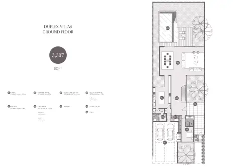 Plattegrond van 4 slaapkamers in Beach Hills Villas